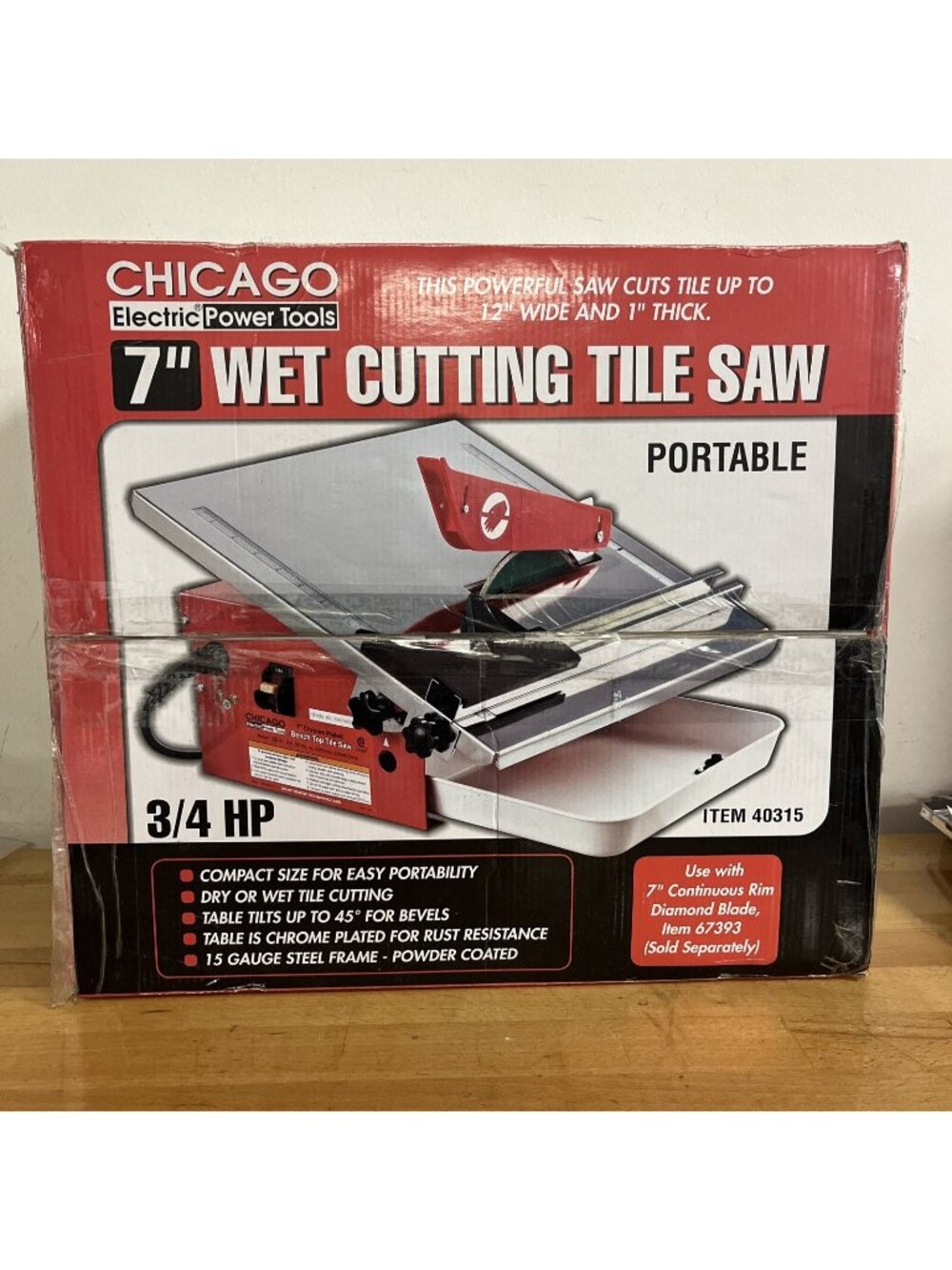 Chicago Electric Power Tools - 7" Portable Wet Cutting Tile Saw - 40315 - NEW